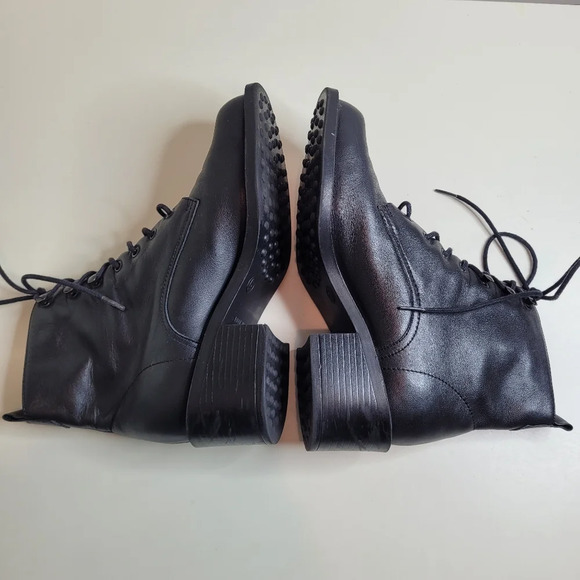 Studio Works Black Leather Donna Lace Up Boots Size Women's 6 - Picture 5 of 10